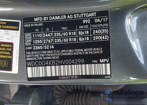 2017 Mercedes-Benz Glc 300 4Matic из США, поврежденный, VIN WDC0G4KB2HV004299